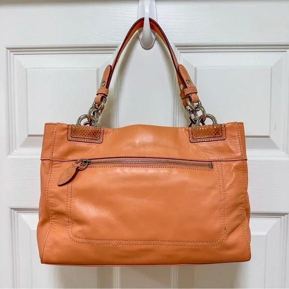 Coach Penelope Legacy Satchel Glovetanned Leather Python Embossed Trim - Picture 7 of 14